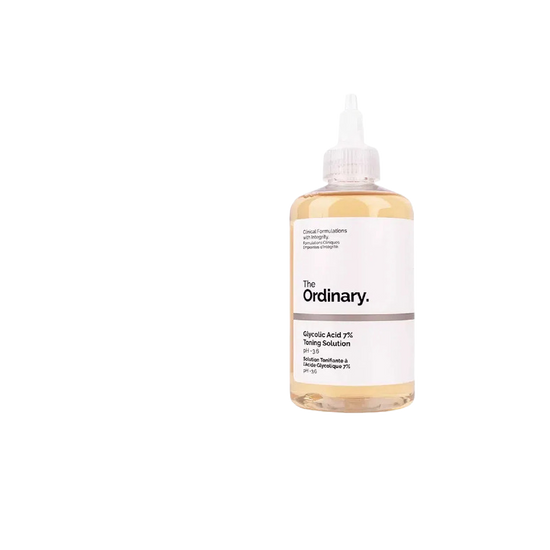 The Ordinary Glycolic Acid 7 Toner bottle showcasing exfoliating toner for improved skin appearance.