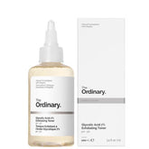 The Ordinary Glycolic Acid 7 Toner bottle and packaging for exfoliating skin care.